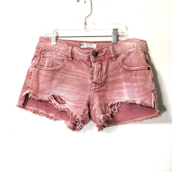 Free People Pants - Free people salmon pink distressed denim low rise